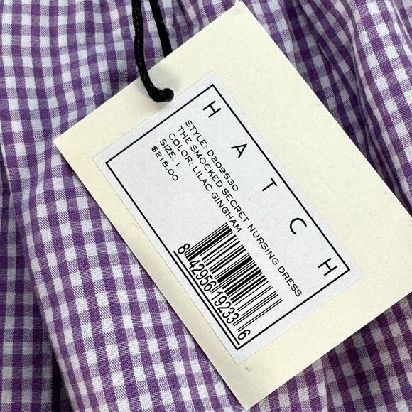 Hatch Smocked Secret Nursing Dress Lilac Gingham NEW size Small 1 - Picture 5 of 6